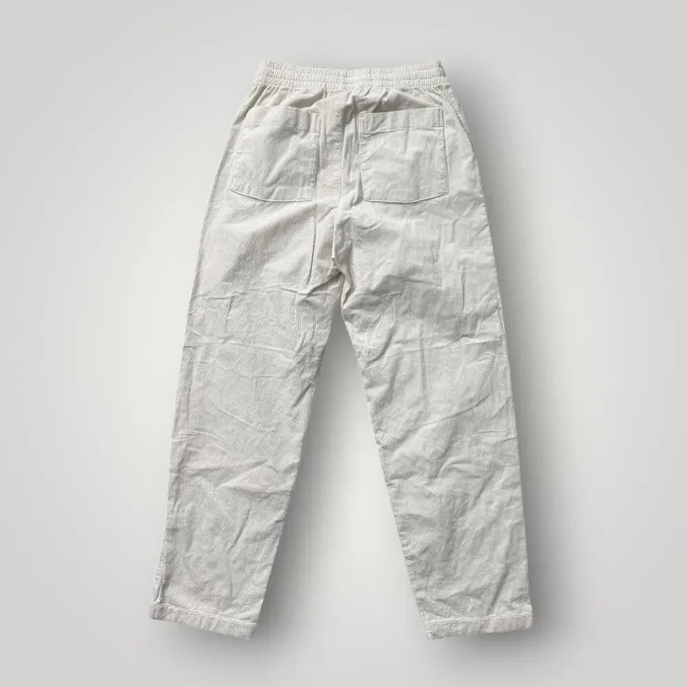 Uniqlo Men’s Corduroy Pull On Pants Ivory Elastic Waist Drawstring Size S